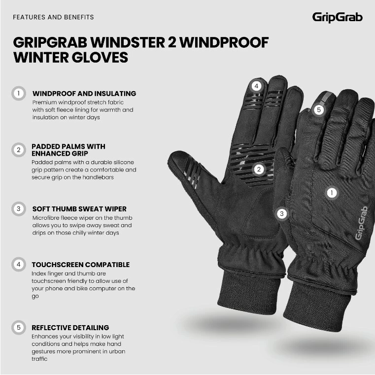 GripGrab Handske Windster 2 Windproof Vinter 4 GripGrab Handske Windster 2 Windproof Vinter - Billede 2